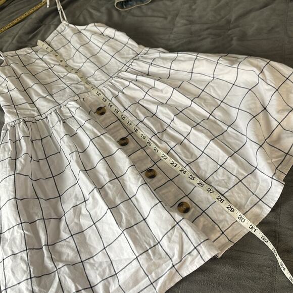 ASOS Black and White Window Pane Plaid Button Detail Tie Shoulder Dress Sz 2 - Picture 9 of 9